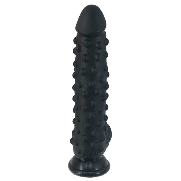 Black silicone dildo with textured design for fantasy play
