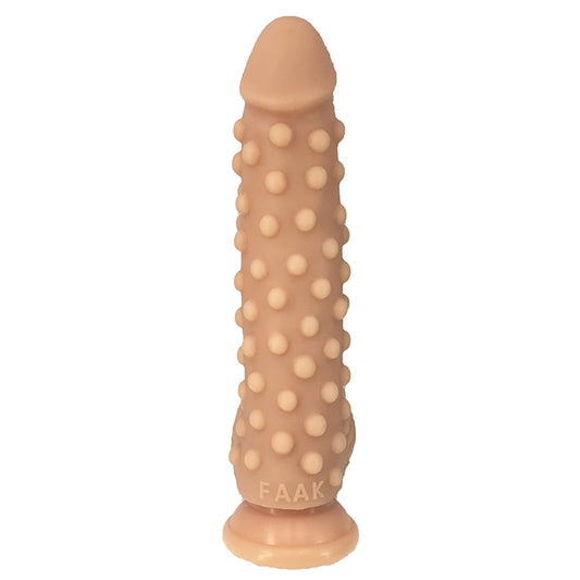 Beige silicone dildo with textured design for fantasy play