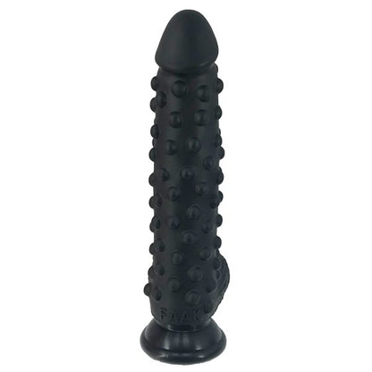 Black silicone dildo with textured design for fantasy play